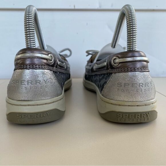 Sperry Top-Sider Animal Print Leather Boat Shoe STS93635 Silver Women’s 7M - Picture 3 of 10